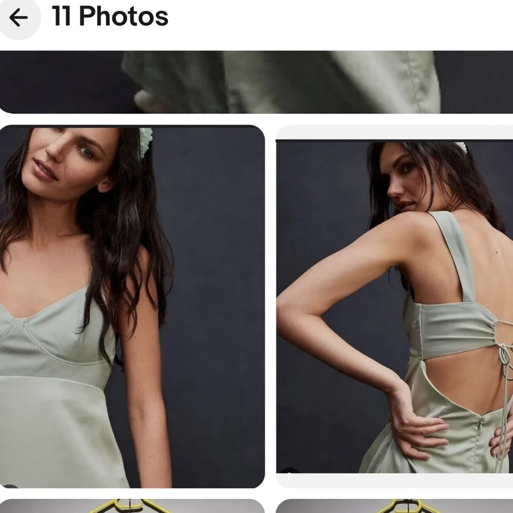 Free‎ People Gia Green Satin Bodice Maxi Slinky Tie Back Slip Dress NWT size 2 - Picture 3 of 11